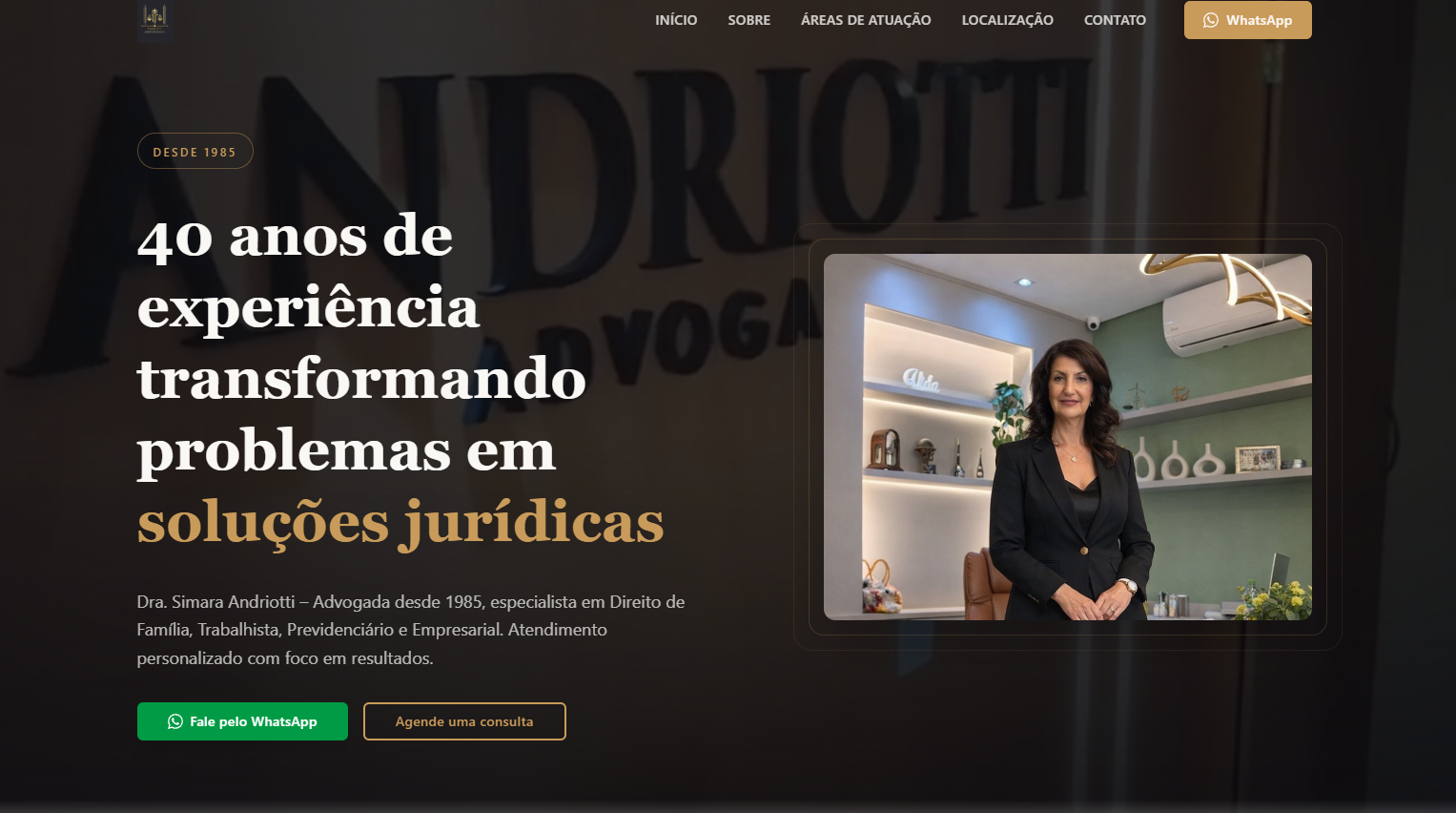 Site premium criado pela ADV.ON para escritório de advocacia